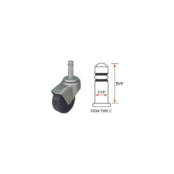 Algood Deluxe Series Chair Caster with Hard Rubber Wheel S0722-437SX1 5/16-UT-BB - Stem Type C S0722-437SX1 5/16-UT-BB - main